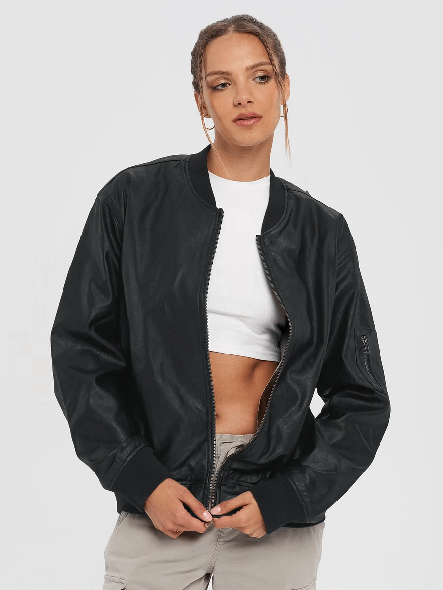(Embroidered) Faux Leather Bomber Jacket - by O.G. Skater® product image (4)