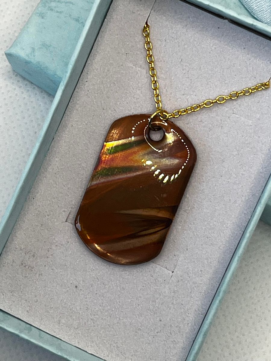 Burnt Copper and Resin Dogtag Necklace product image (3)