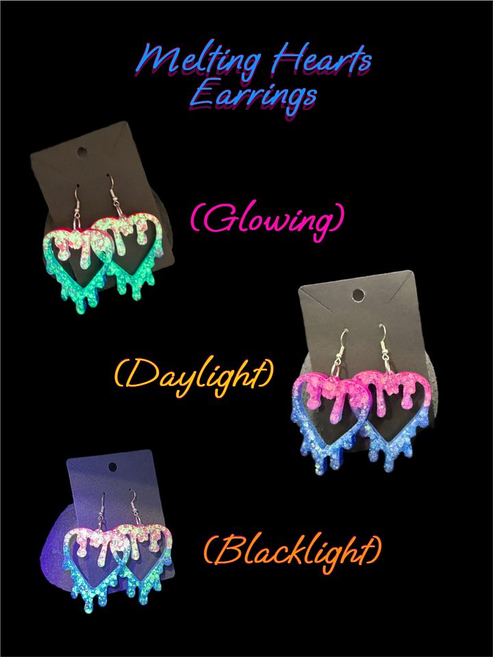 Resin Earrings - Dripping Hearts product image (1)