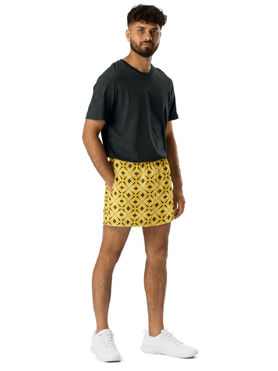 Lemon Lattice Geometric Print Athletic Shorts product image (3)