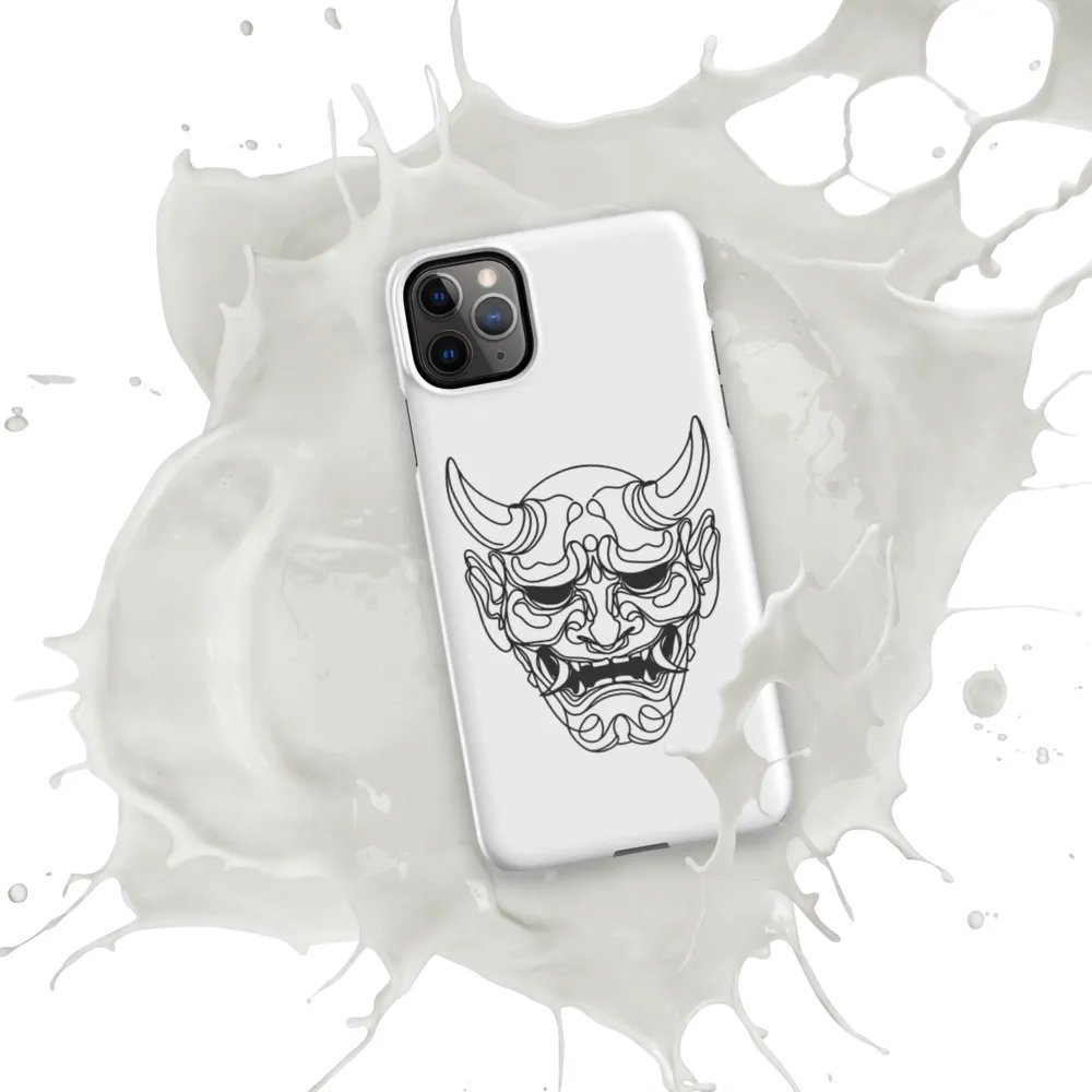 Oni Mask Line Art Design Tough iPhone Case product image (6)