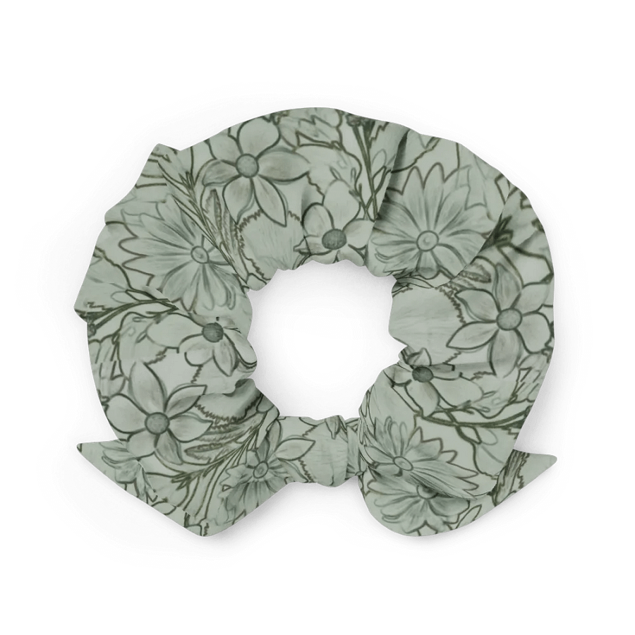 Line art Green and Lightgreen Floral/All-Over Print Scrunchie by Sublicolor product image (5)