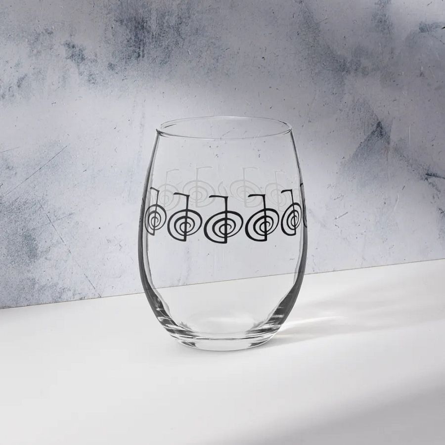 Drinking glass with Reiki healing symbol surrounding entire glass product image (4)