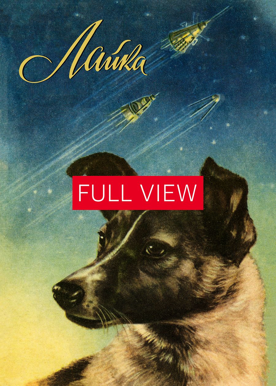 Laika, first space dog, USSR — Soviet vintage space art poster product image (27)