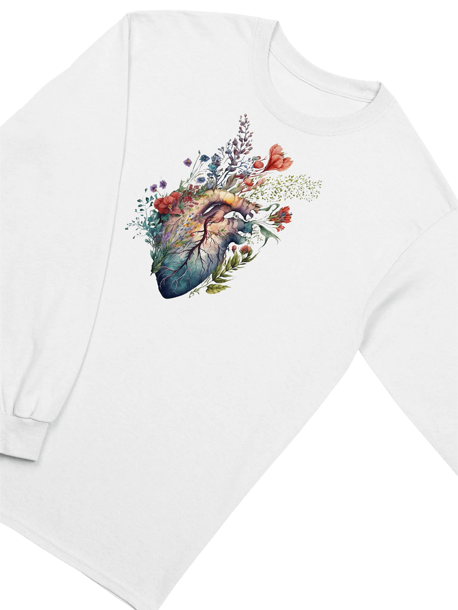 Floral Anatomy Heart Long Sleeve T-Shirt – Watercolor Botanical product image (10)