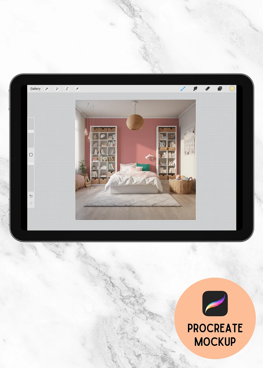 Teen & Young Woman Bedroom Wallpaper Procreate Mockup - Digital Download MM2401 product image (2)
