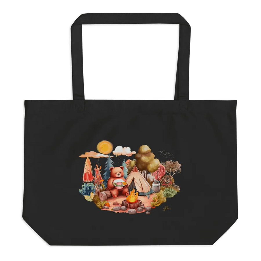 Camping Bear Eco Tote Bag - Large product image (1)