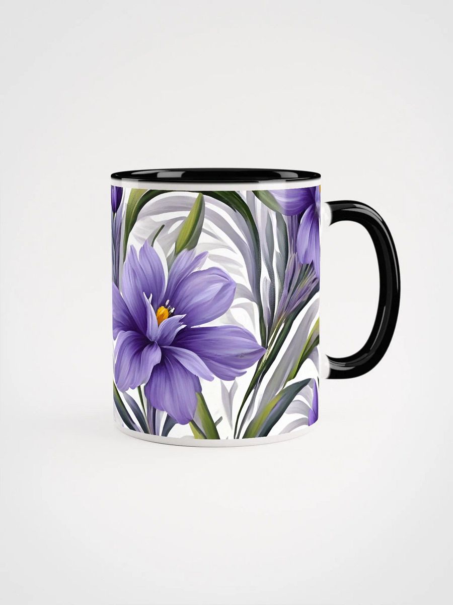 Coffee Mug with Color Inside - Purple Floral Pattern on White Background product image (1)