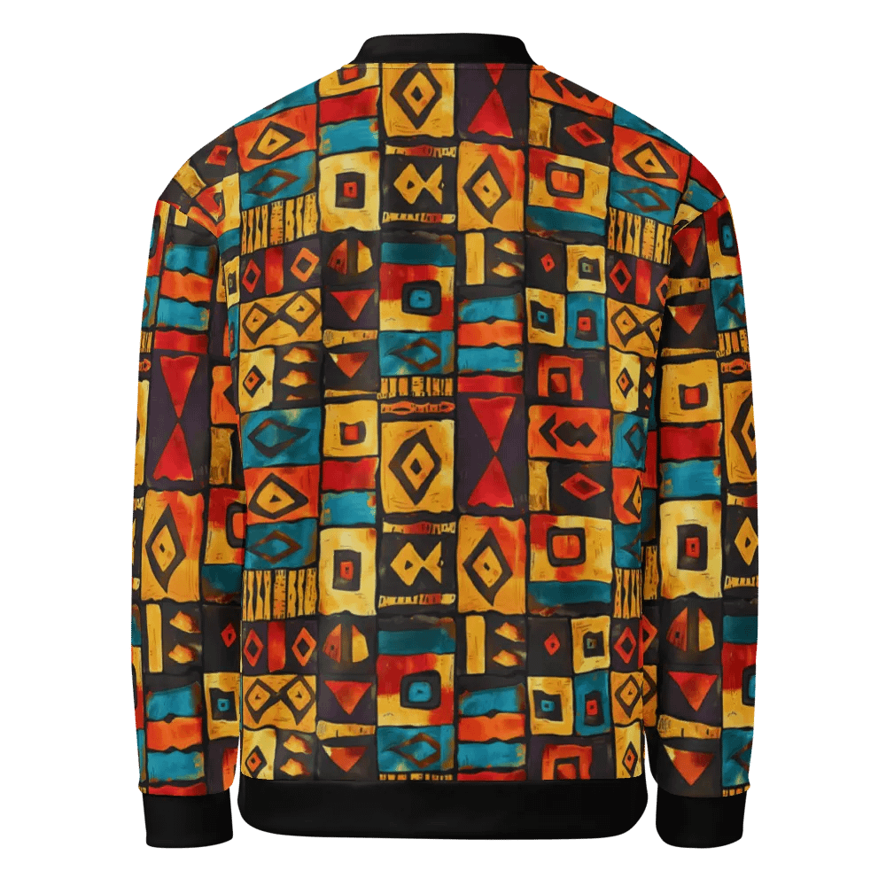African Vibrant Geometric Splendor Bomber Jacket product image (2)