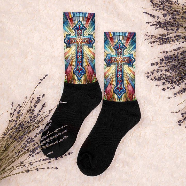 Stain-glass Style Cross - Socks product image (2)