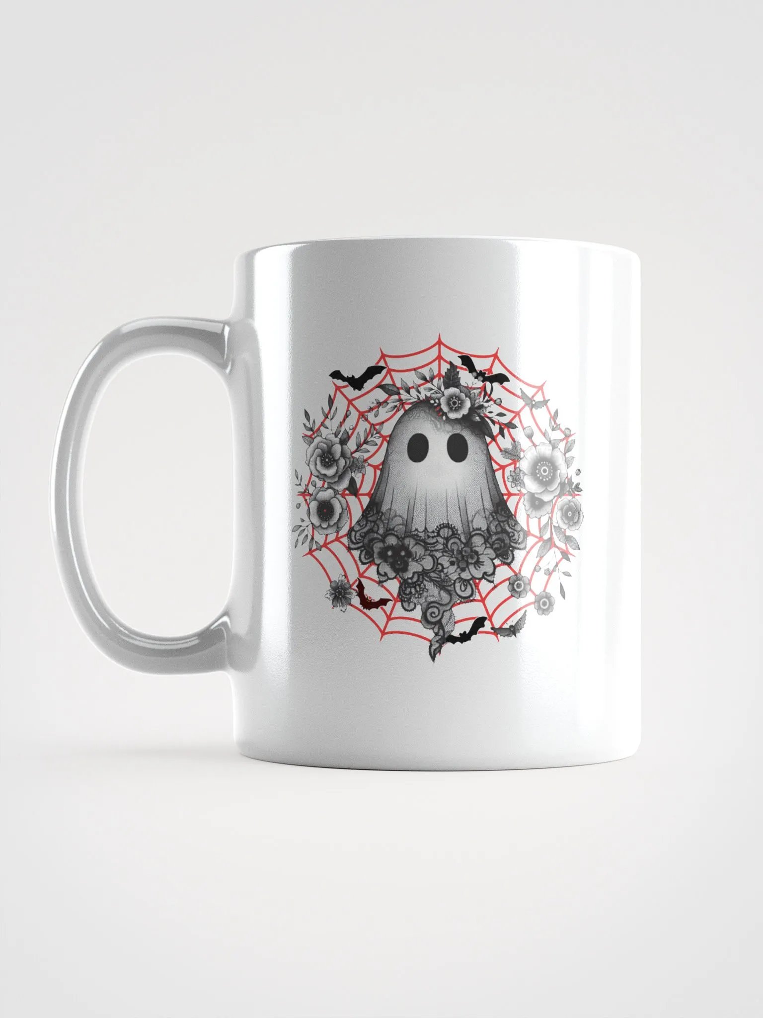 Lacey Ghost Gothic White Glossy Mug product image (1)