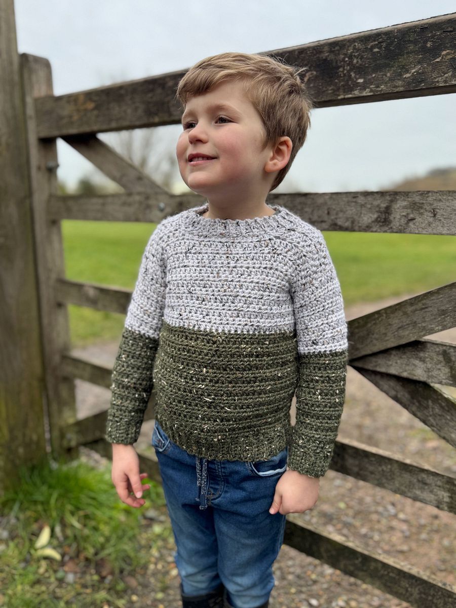 CROCHET PATTERN & VIDEO/ Easy Tweedy Beginner Crochet Sweater Pattern, Child Sizes baby to age 10, Pdf product image (8)