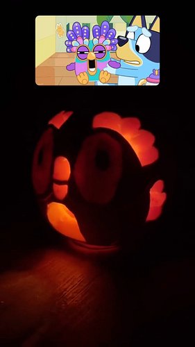 What do you think of my DIY Bluey Chattermax Pumpkin carving for Halloween…or should I say Heelerween 🎃 

Also …. Maybe a Hal...