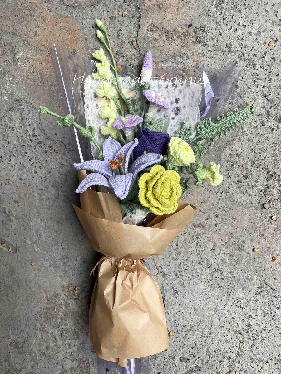 Purple & Green World Crochet Knit Bouquet product image (4)