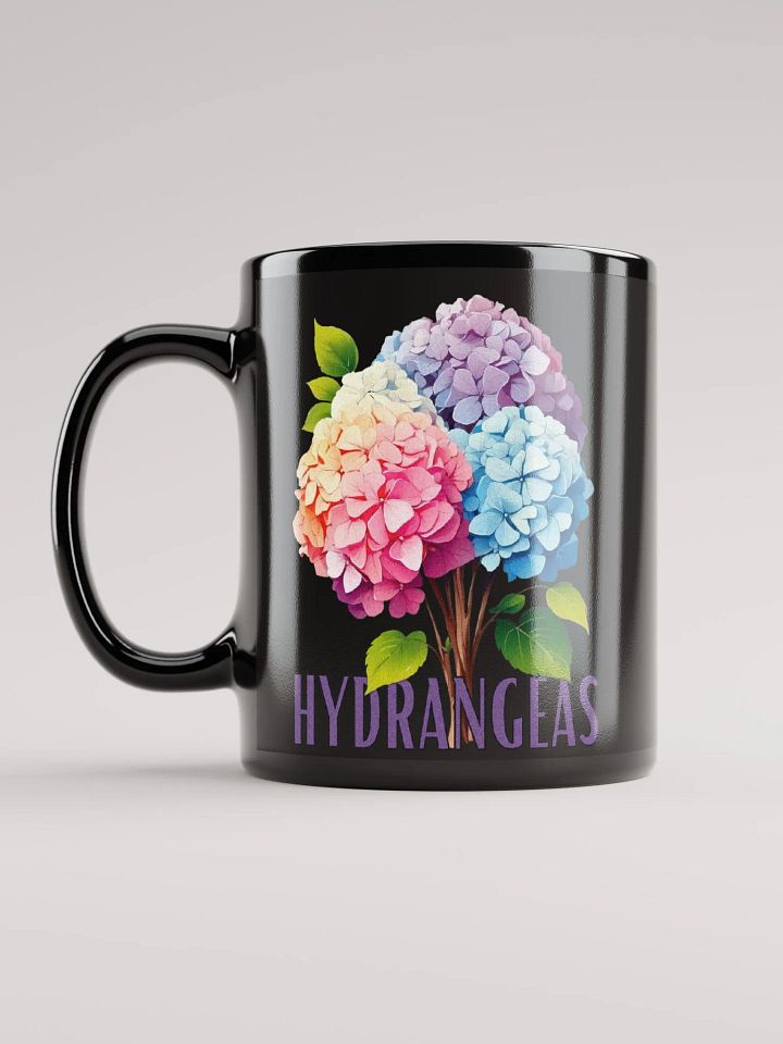 Floral Graphic | Black Coffee Mug | Hydrangeas product image (1)