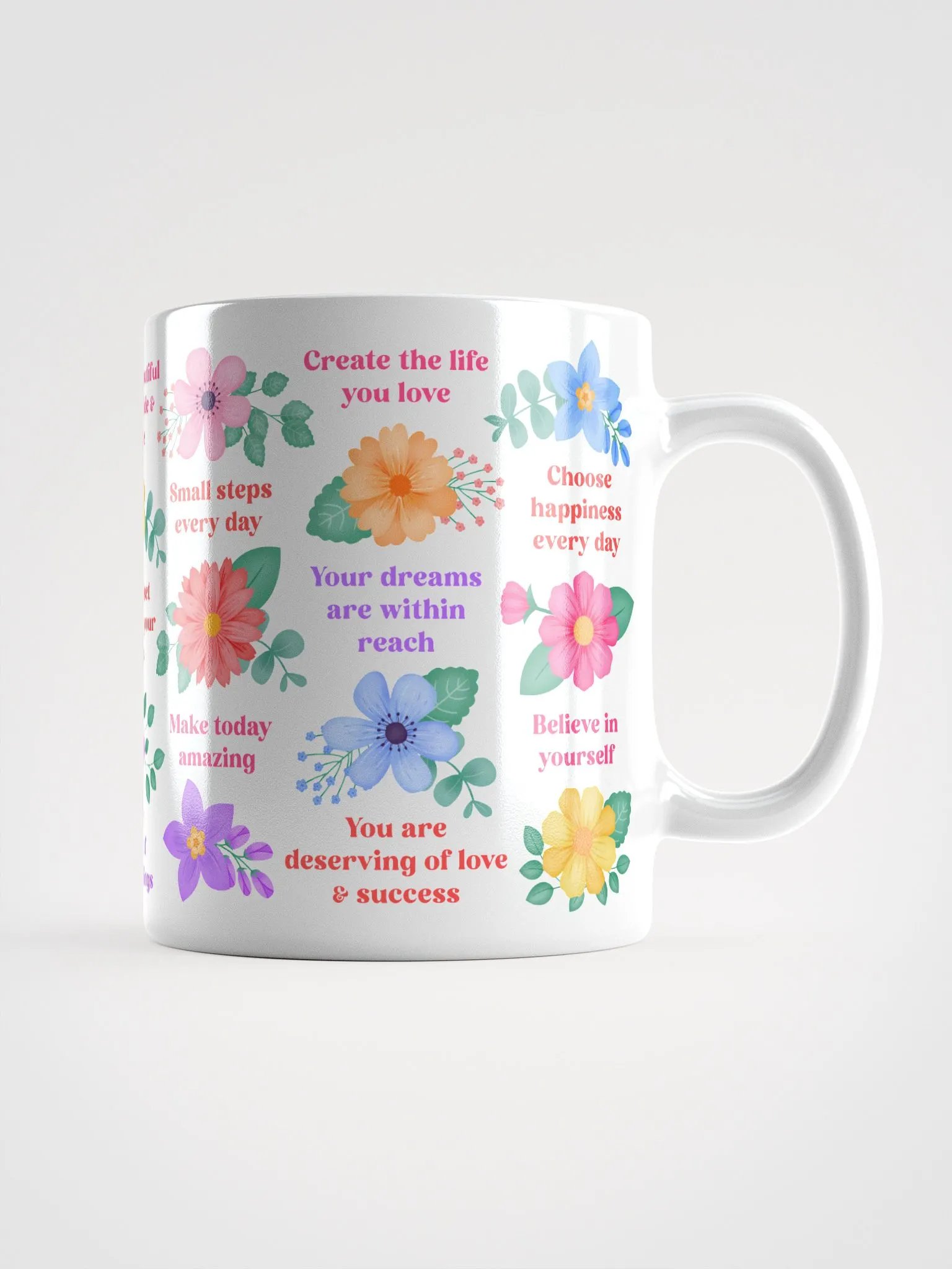 Vibrant Floral Blooms Motivational Quotes - White Mug product image (1)