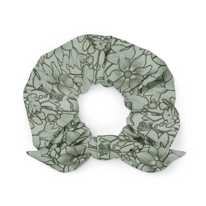 Line art Green and Lightgreen Floral/All-Over Print Scrunchie by Sublicolor product image (1)