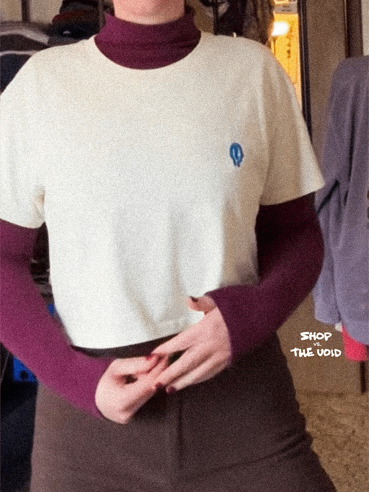 EXCLAIMING MENTALLY (L.C., lake) embroidered cotton crop top product image (1)