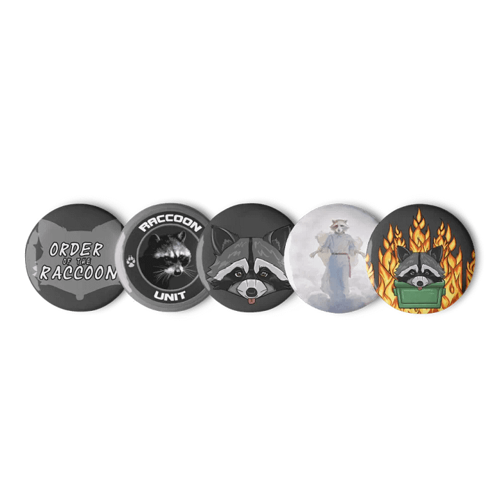 Larger Raccoon Button Pins product image (1)