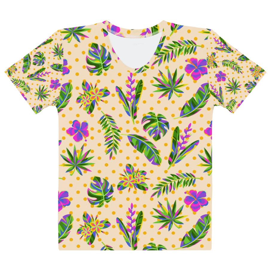 Ladies T shirt all over print tropical design giving a fresh holiday  feel. product image (9)