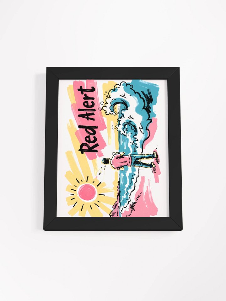 Red Alert Beach Art Print – Sunset Danger Warning Matte Poster product image (3)