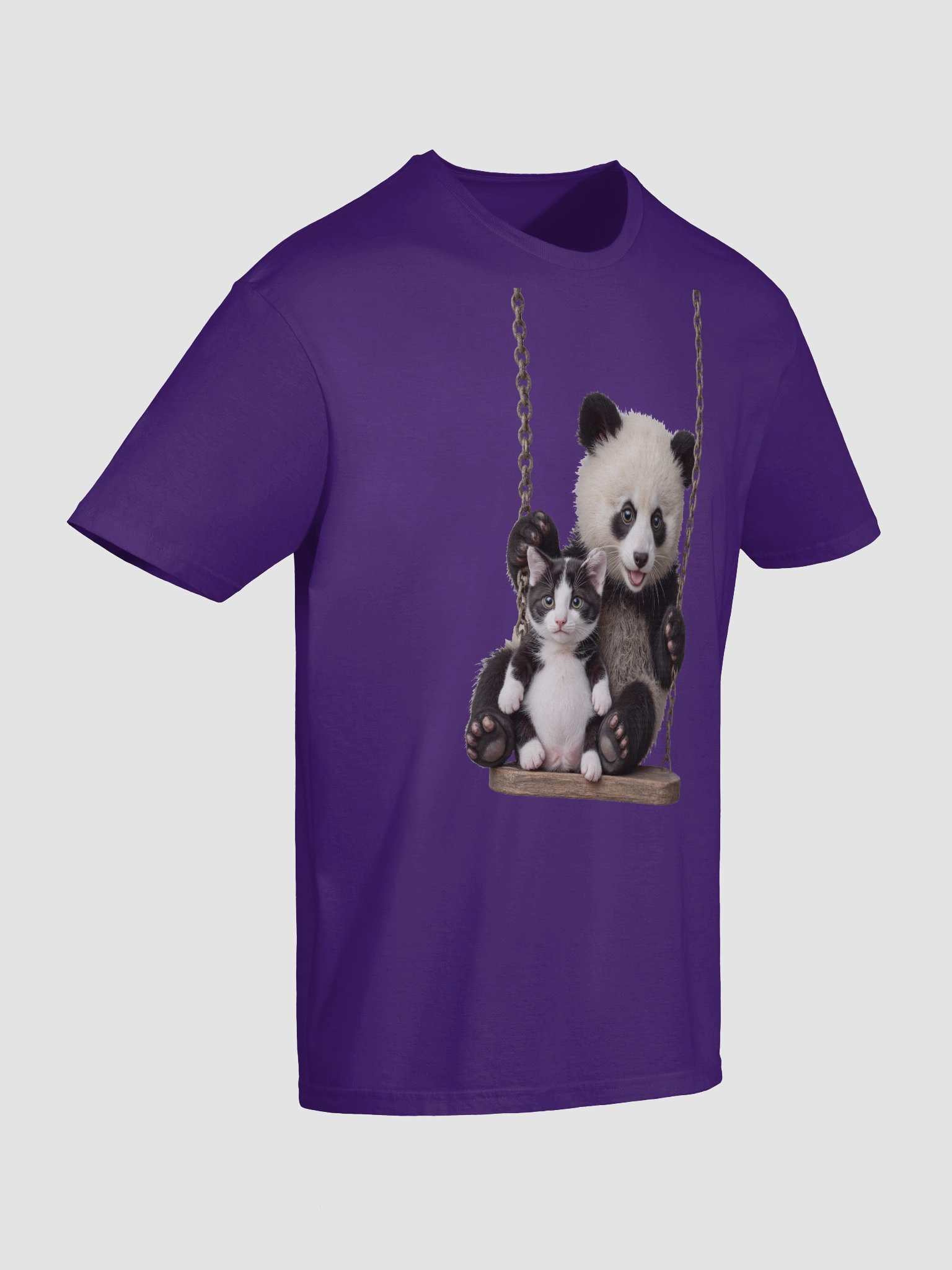 Panda and Kitten Swing Adventure T-Shirt product image (104)