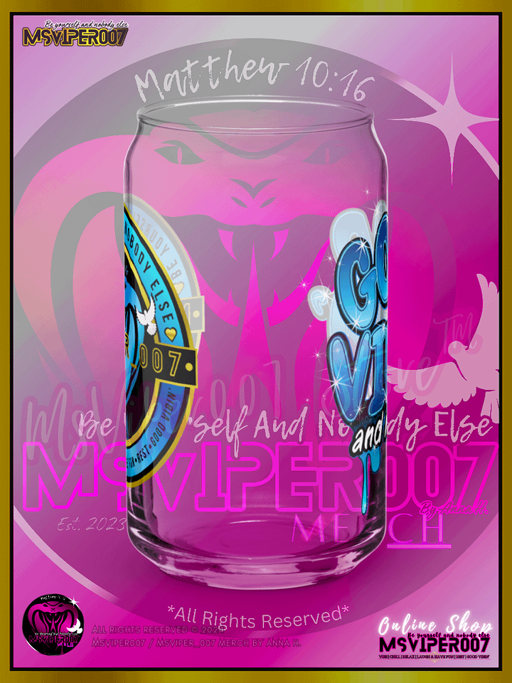 Glass Cup MSVIPER007'S "GOOD VIBIN' AND MUCH LOVE™ [H2O OASIS BLUE]" Can-shaped Glass by Anna H. product image (2)