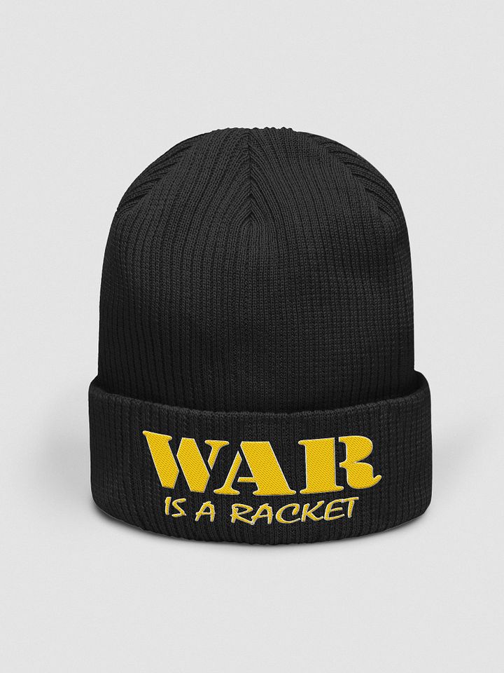 War Is A Racket - Yellow - Beechfield Organic Ribbed Beanie product image (1)