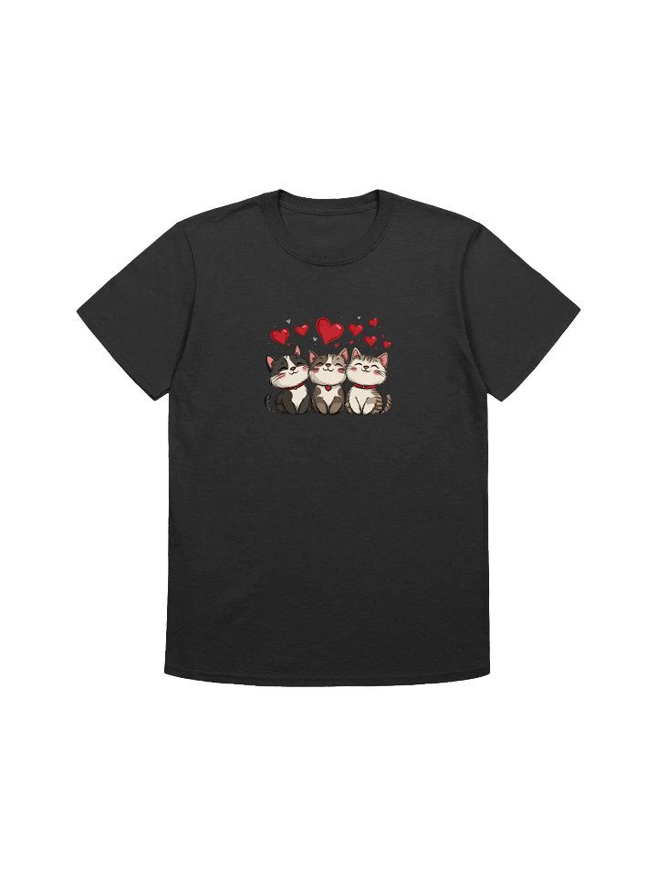 Cute Cats and Red Hearts Valentine’s Day Unisex T-Shirt product image (1)