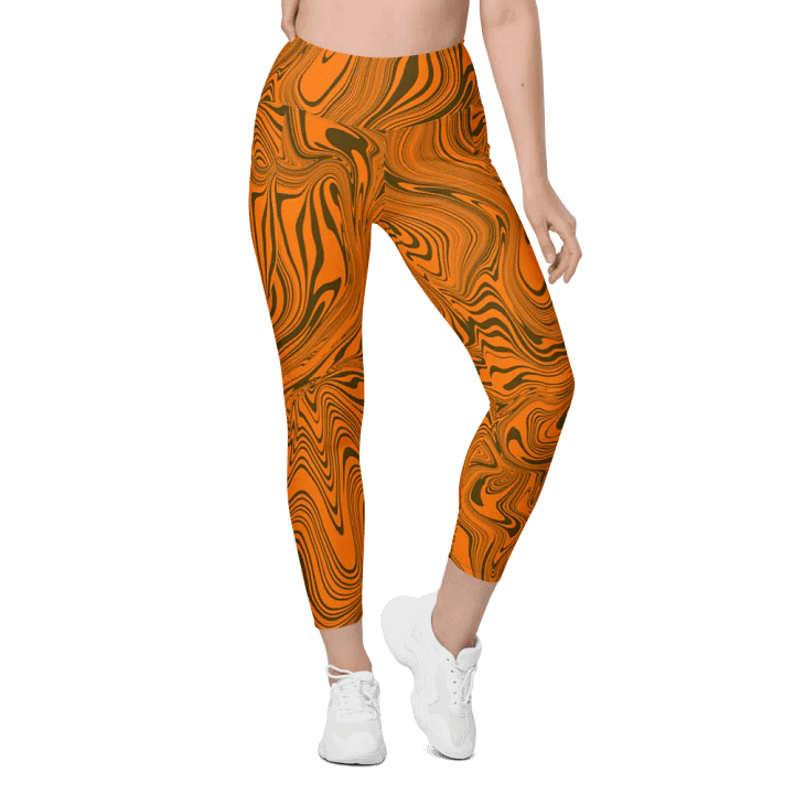 Leggings with Pockets - Abstract Orange Swirls product image (1)
