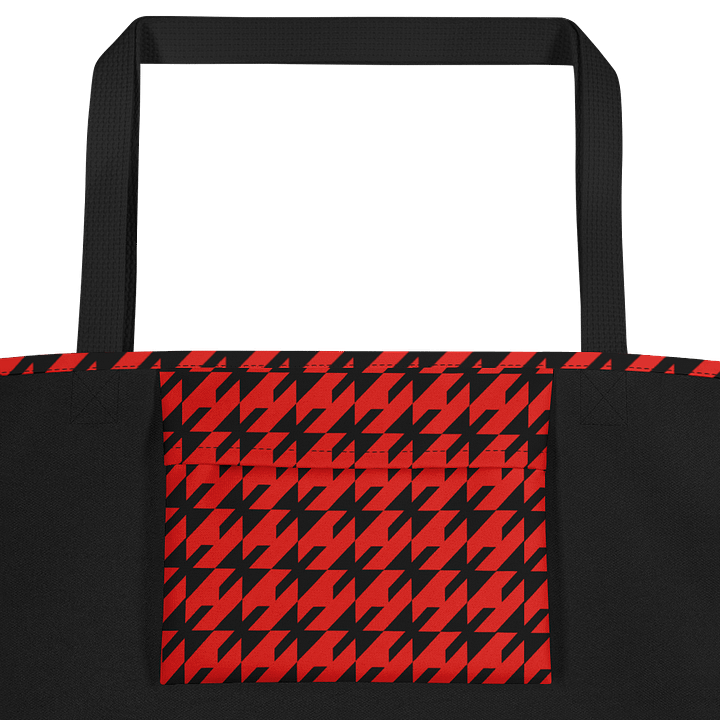 Red Houndstooth All-Over Print Tote Bag With Pocket product image (2)