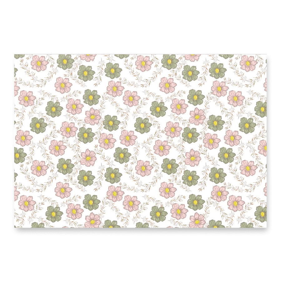 cute floral wedding wrapping paper in the color green pink white product image (4)