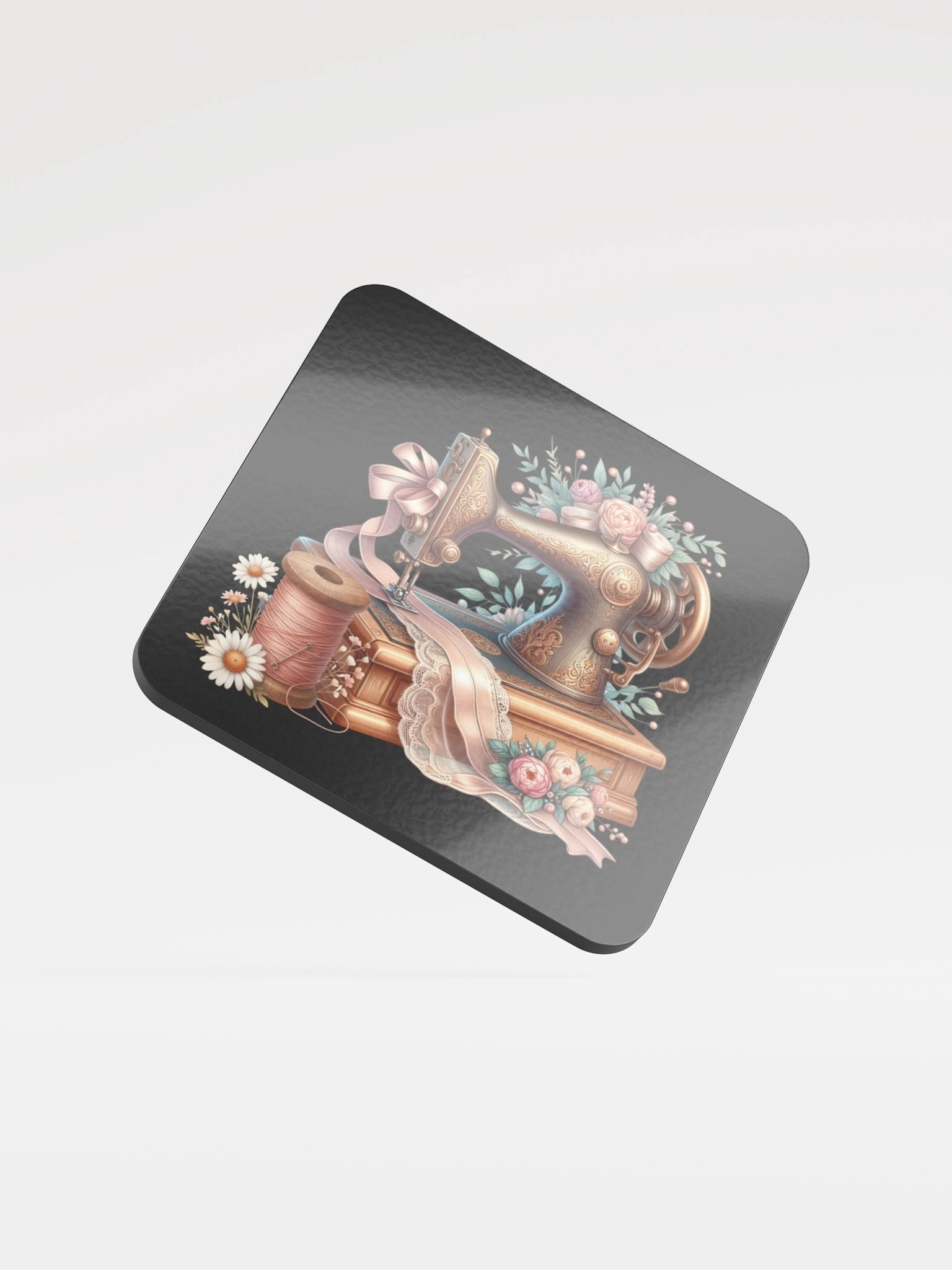Vintage Sewing Machine Floral Coaster Set product image (2)