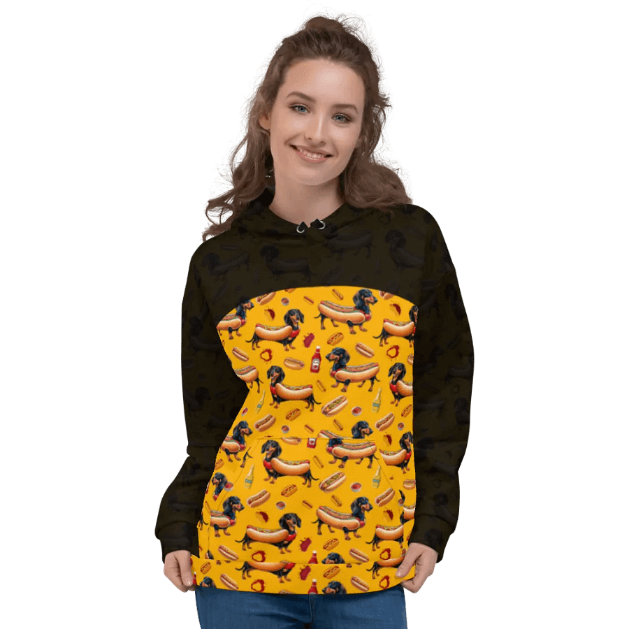 Dachshund Delight All-Over Hoodie (Obsidian) product image (3)