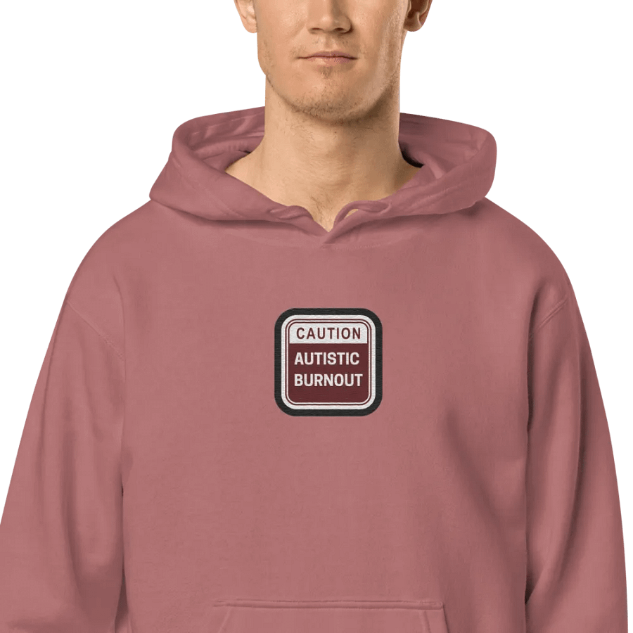 CAUTION: ASD BURNOUT embroidered pigment hoodie (maroon bubble design 2) product image (2)
