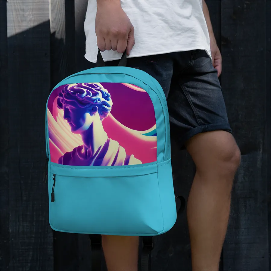Greek God retrowave city Pop backpack Sky Blue product image (9)