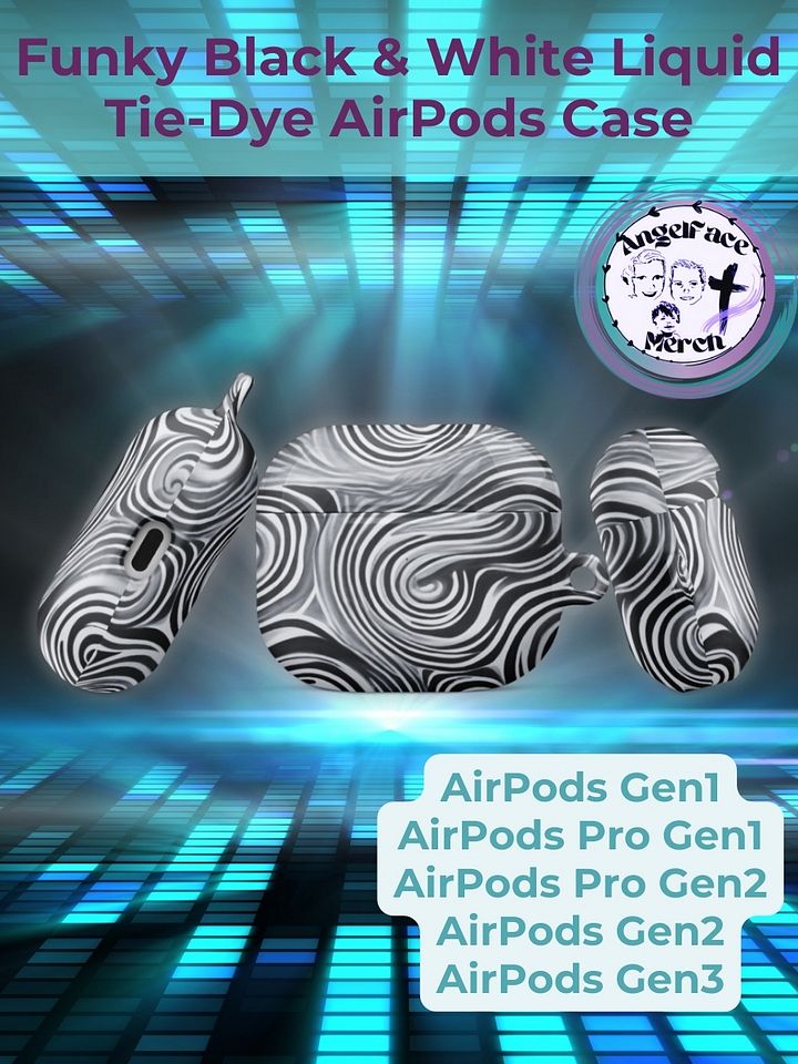Funky Black and White Noir Liquid Tie-Dye Airpods Case product image (1)