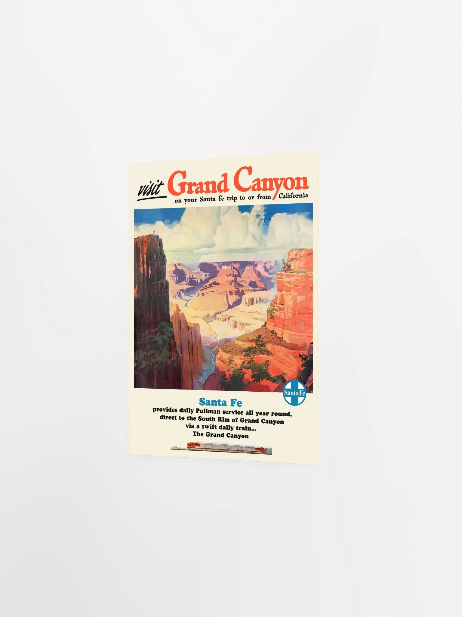 Grand Canyon with Santa Fe Railway, 1950s — retro train poster, vintage train art, train print, retro travel wall art product image (7)