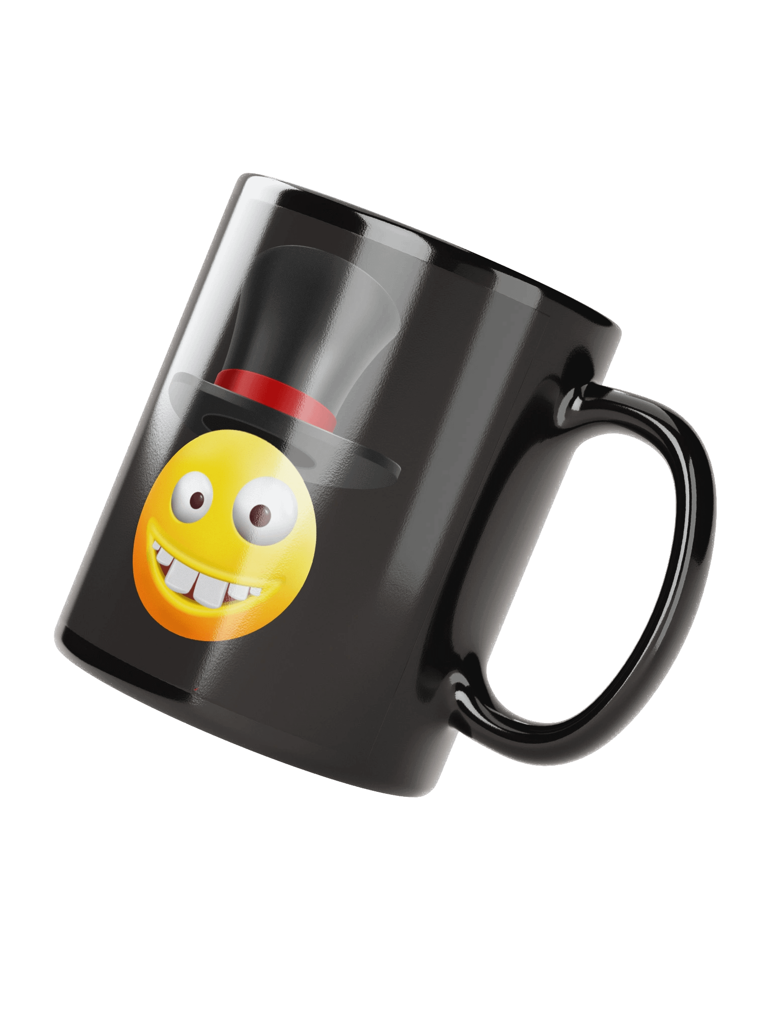 Funny Smiley Face with Top Hat Black Coffee Mug product image (3)