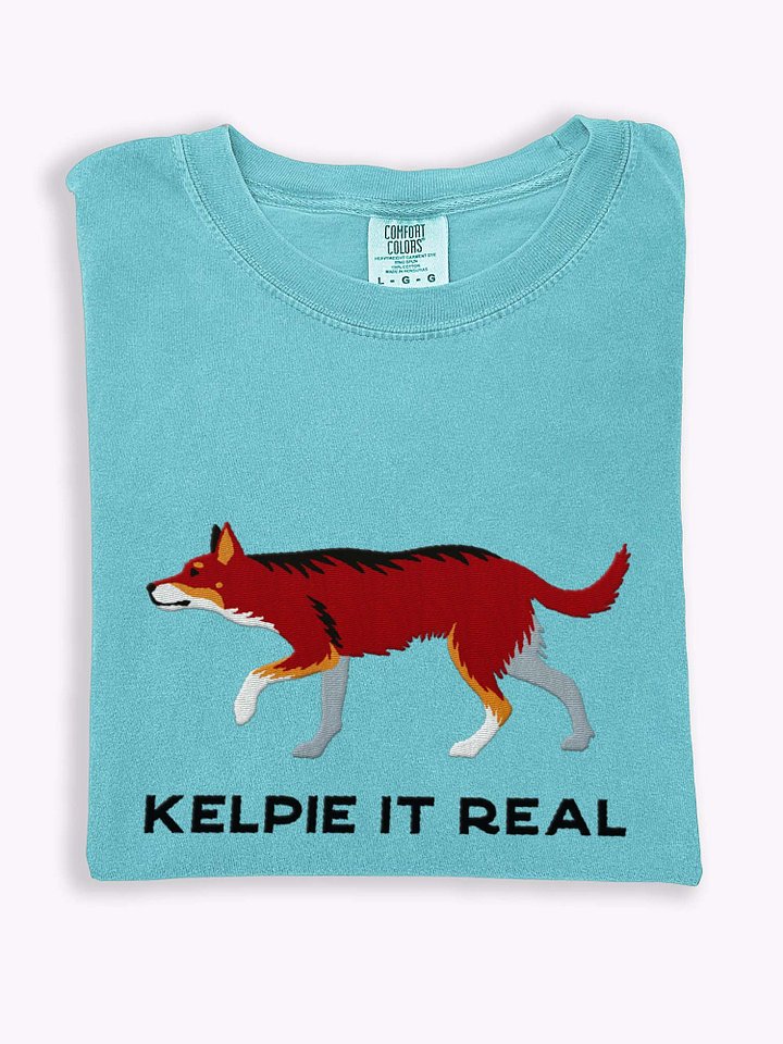 Kelpie It Real T-Shirt(Embroidered) of an Australian Kelpie(Brown Tricolor) product image (1)