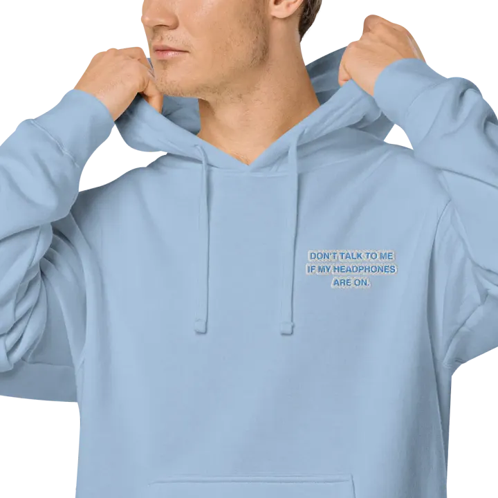 L.C. HEADPHONES ON (aqua bubble design) embroidered pigment hoodie product image (1)