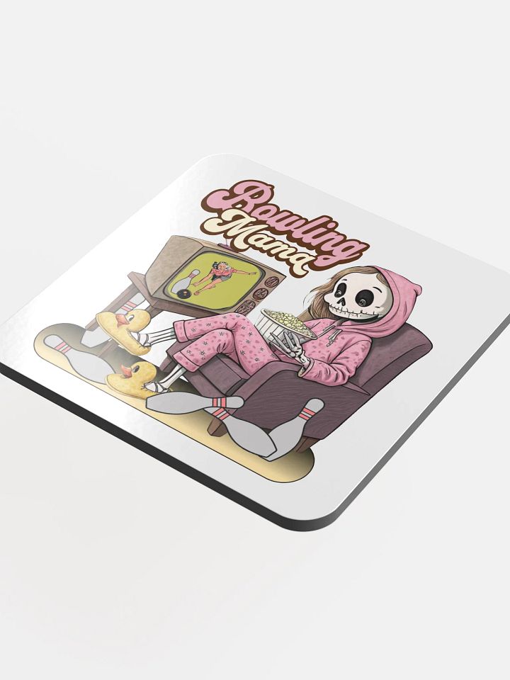 TV Bowling Mama Skeleton Night Glossed Cork Coaster product image (1)