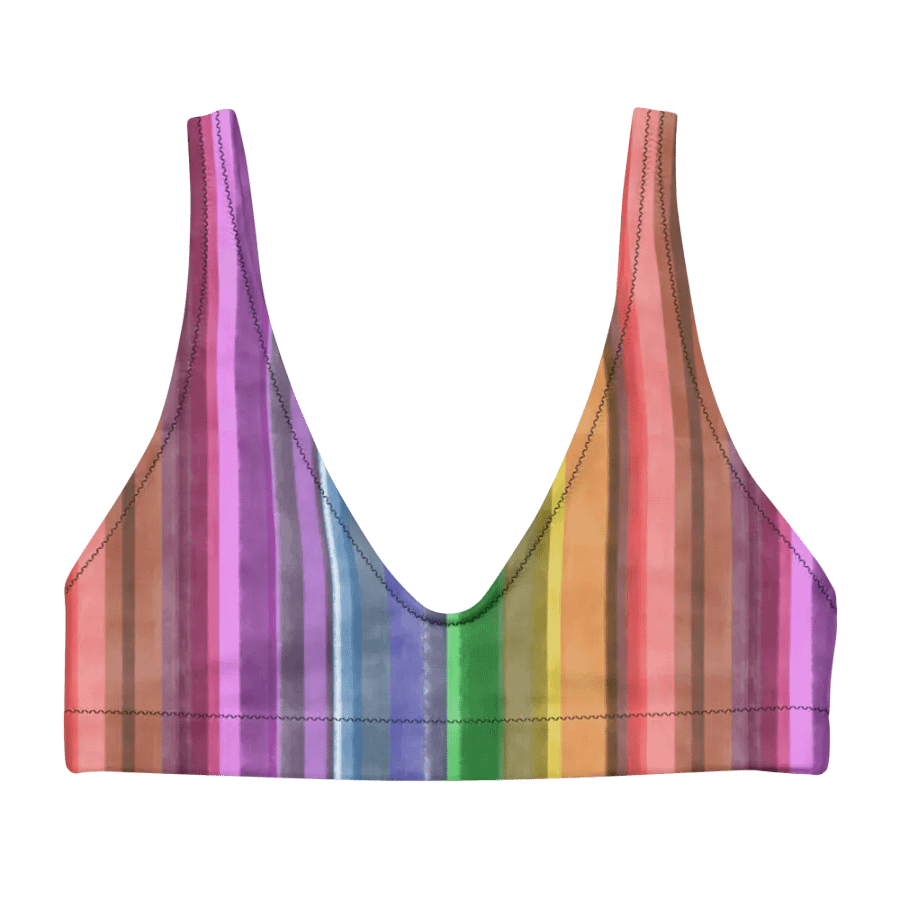 Cool Gouache Striped Eco-Green Padded Bikini Top product image (7)