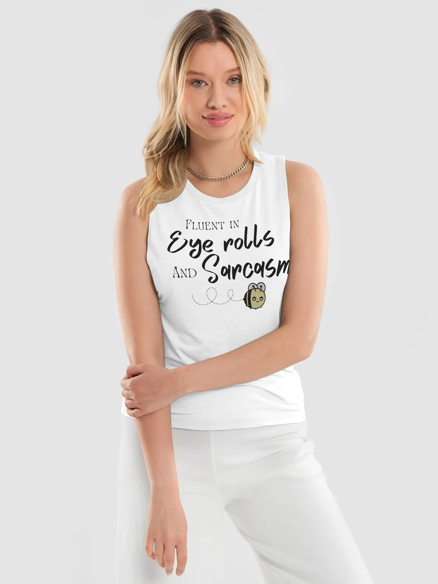 Fluent in Eye rolls and Sarcasm Flowy Muscle Tank product image (3)