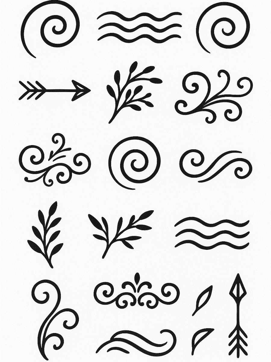 Boho Art Elements Bundle | Bohemian Clipart Set Neutral Abstract Shapes, Lines Motifs, Digital Design Graphics for DIY, Logos & Wall Art product image (8)