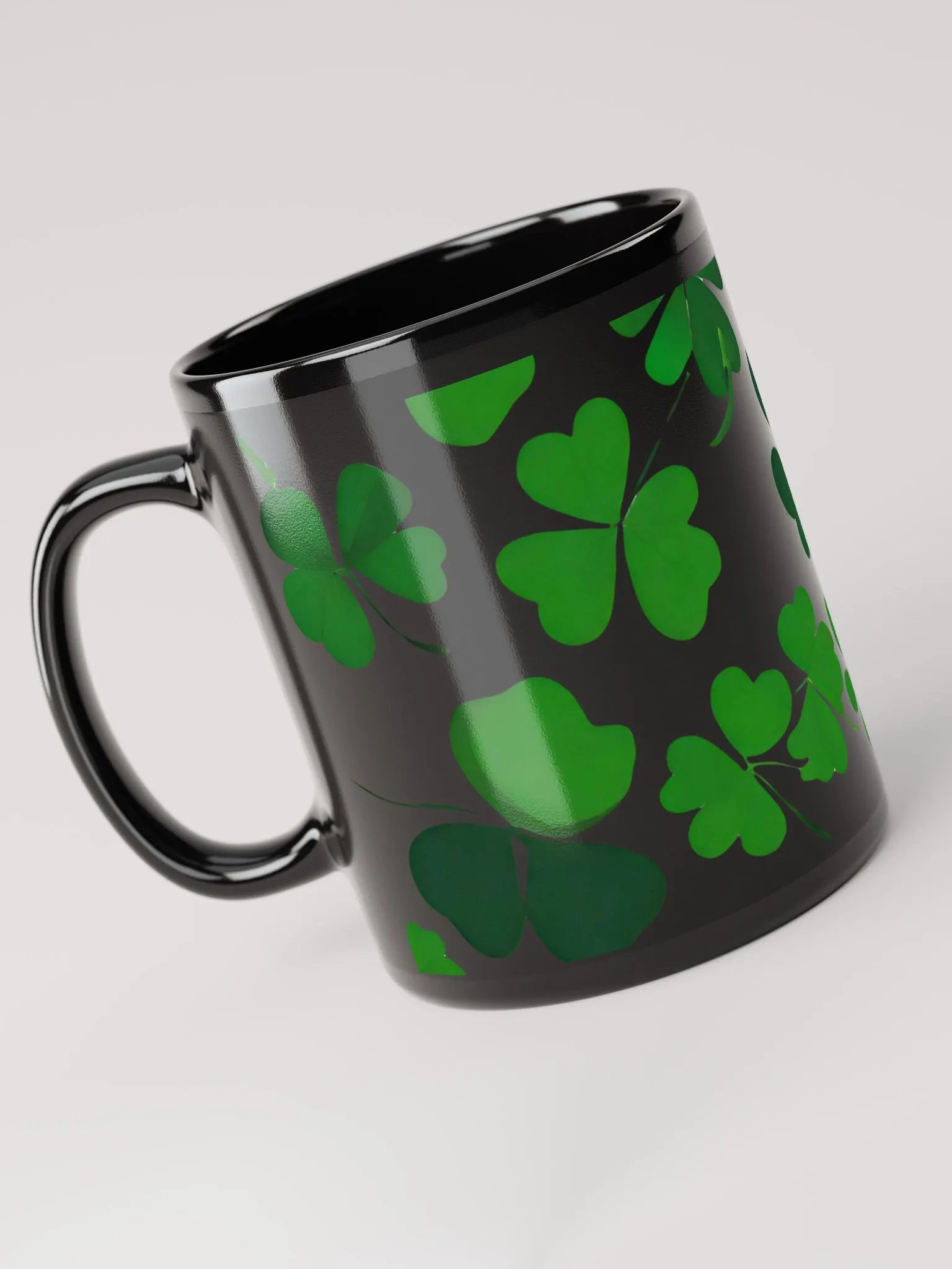 Clover Leaf Artistic Design Black Mug product image (5)
