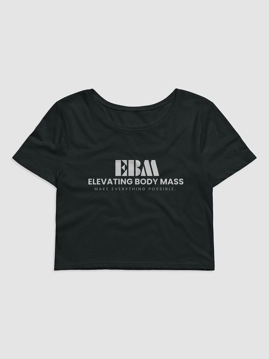 EBM Black Women's Crop Baby Tee (White Logo) product image (1)