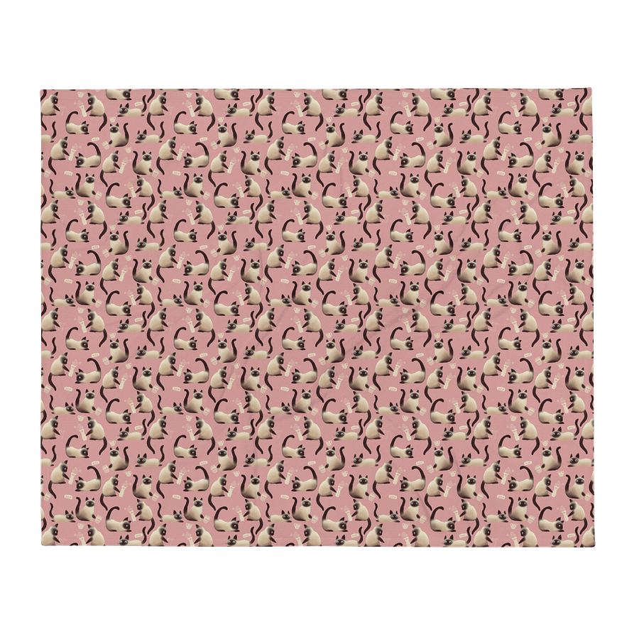 Bad Siamese Cats Knocking Stuff Over Throw Blanket, Pink product image (1)