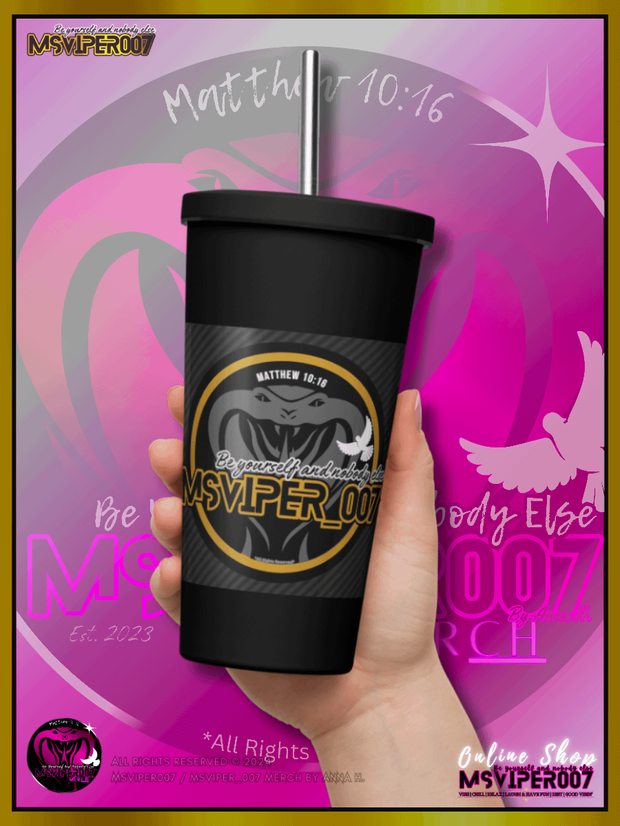 Tumbler - "MsViper_007™ Brand [gld-yllw/blk] - Support&Sport" Insulated Tumbler with a Straw By Anna H. product image (8)