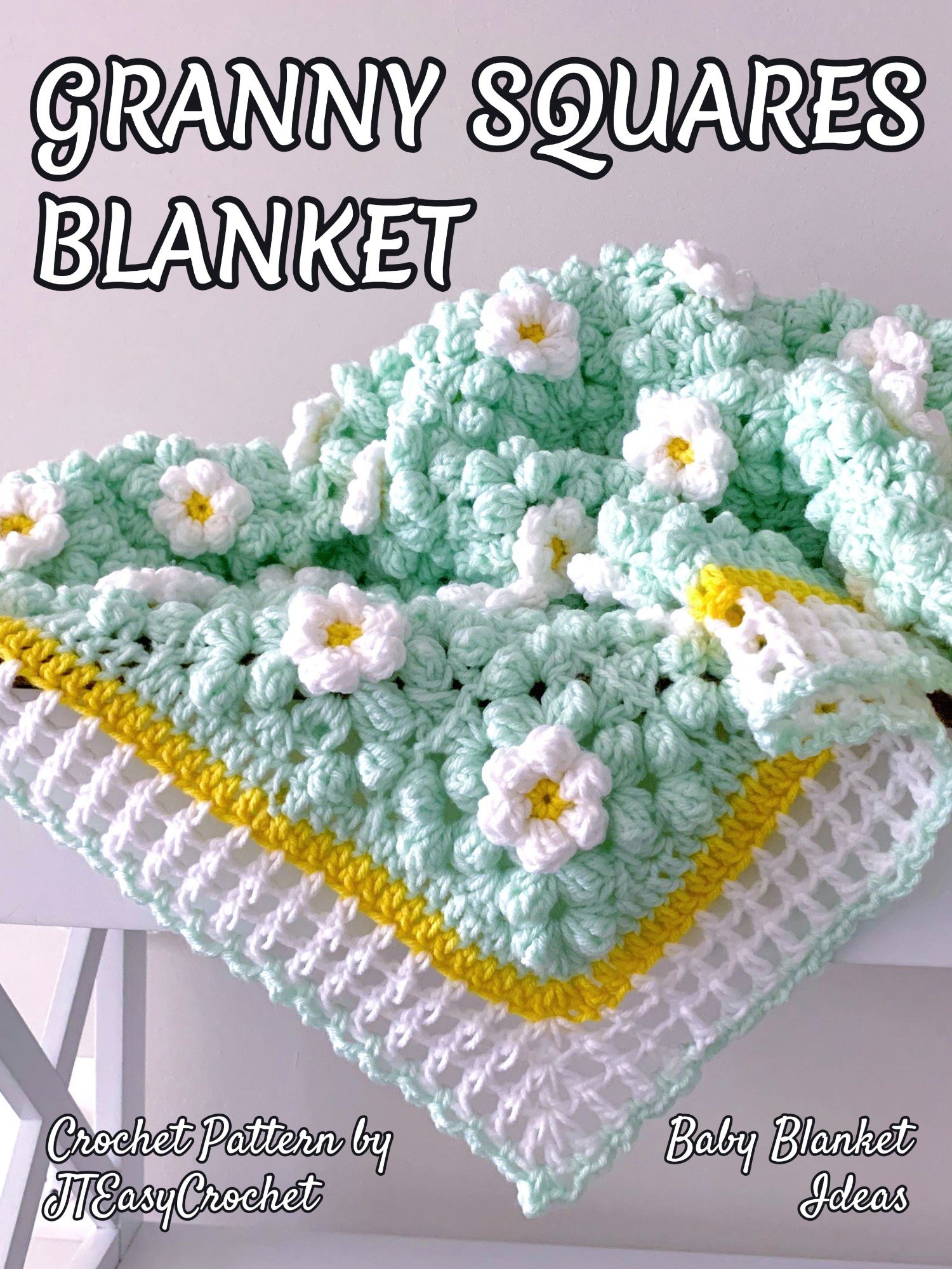 Daisy Flower Crochet Blanket Pattern, 3D Daisy Granny Square Textured Afghan product image (9)